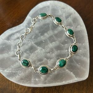 Emerald sterling silver bracelet